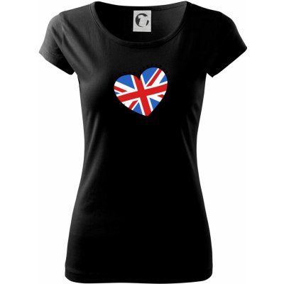 Británie srdce velké Pure dámské triko Černá