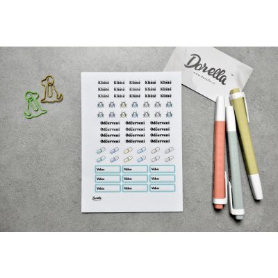 Dorella samolepky Zdraví a kontrola A6 - 1 arch – Zboží Živě