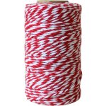 Bella Rose Bavlněný provázek 50 m – Red / White, červená barva, bílá barva, textil – Zboží Dáma
