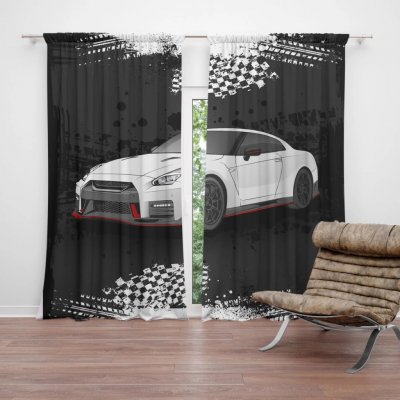 Sablio Závěs Nissan GTR 35 Černý: 2ks 140x250cm – Hledejceny.cz