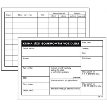 Optys 1171 Kniha jízd firemních vozidel 21x10cm 32 listů