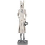 Bílá dekorace králík ve fraku a stříbrných botech držící klobouk 9*7*34 cm – Hledejceny.cz