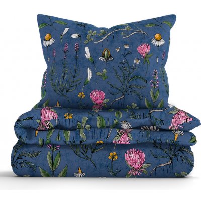 MKLuzkoviny.cz bavlna povlečení Renforcé Herbář tmavě modrý 140x200 70x90 – Hledejceny.cz