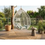 Textilomanie Bílé závěsné křeslo KOKON bez stojanu zeleno-bílý polštář – Zboží Mobilmania