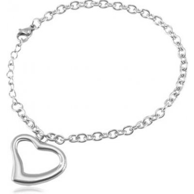 Šperky eshop ocelový stříbrné barvy oválná očka kontura srdce SP81.24 – Zboží Mobilmania