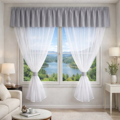 Voálový set s kanýrem Rongo šedá 2x 200x150 cm + kanýr 40x300 cm – Hledejceny.cz