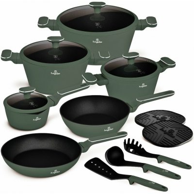 BERLINGERHAUS Sada nádobí s titanovým povrchem 15 ks Matte Green Collection BH-8208 – Zboží Dáma