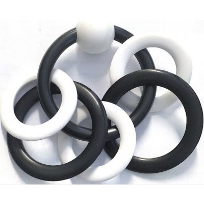 Plastic Nova kousací kroužky pro děti černobílá 5 kusů