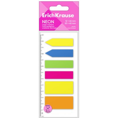 Záložky samolepicí plastové na pravítku 12 x 45 mm, 20 x 45 mm ErichKrause Neon 6 x 25l – Hledejceny.cz