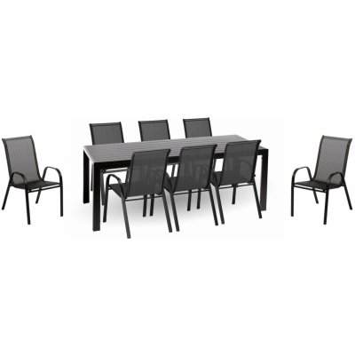 IWHOME Jídelní set VIGO XL antracit + 8x židle VALENCIA 2 černá – Zboží Mobilmania