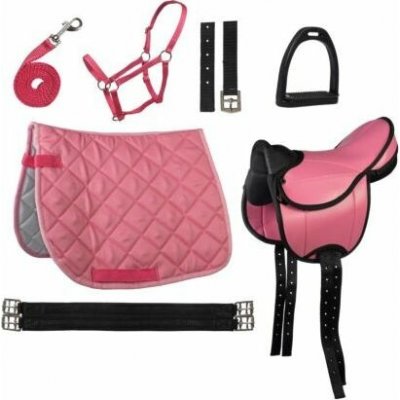 HKM Shetty set sedlo, dečka, podbřišník, třmeny, řemeny, ohlávka, vodítko Lucy pink – Zboží Dáma
