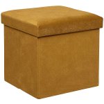 Atmosphera Taburet s úložným prostorem LILOU, samet, skládací, 38 × 38 × 38 cm, skořicový – Zboží Dáma