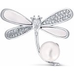 JwL Luxury Pearls brož vážka s pravou perlou a krystaly JL0763 – Zboží Dáma