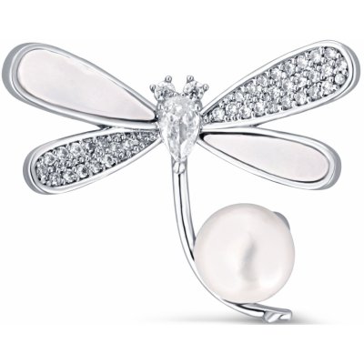 JwL Luxury Pearls brož vážka s pravou perlou a krystaly JL0763 – Zboží Dáma