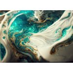 WEBLUX 538117667 Fototapeta vliesová Spectacular image of teal and white liquid ink churning together rozměry 200 x 144 cm – Sleviste.cz