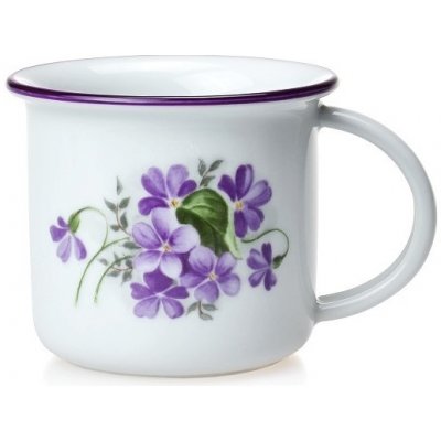 Český porcelán Dubí hrnek Tina porcelánový plecháček na espresso fialky 100 ml