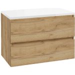 kielle Skříňka včetně desky pod umyvadlo 80x55x46 cm, zlatý dub/lesklá bílá - 50027S831 – Sleviste.cz