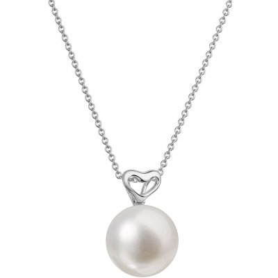 Pavona Zlatý 14 karátový náhrdelník bílé zlato srdíčko s bílou říční perlou 82P00043 – Hledejceny.cz