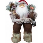 PM Euro Trading Sedící vánoční dědeček Linus, červeno-hnědý, 30 cm – Hledejceny.cz