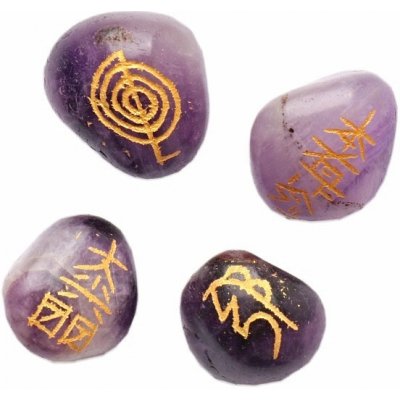 Nefertitis Reiki sada kamenů ametyst se symboly Reiki NF10803 - 4 x cca 2,2 až 2,8 cm – Hledejceny.cz