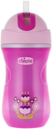 Chicco Termo lahev netekoucí s brčkem 0,266 l růžová / fialová