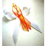 Svatební mašličky s perličkou 4 cm - bílo-oranžové šifonové – Zboží Dáma