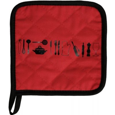 5five Simply Smart Podložka pod horké nádobí, 18 x 18 cm, bavlněná, červená a černá barva – Hledejceny.cz