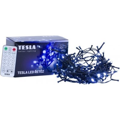 Tesla Lighting Tesla dekorativní řetěz studený bílý 6500K,100LED 10m + 5m kabel 230V ovladač s 8 funkcemi,IP44 – Zbozi.Blesk.cz