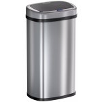 FurniGO Bezdotykový hranatý odpadkový koš s USB 50 l - stříbrný – Hledejceny.cz