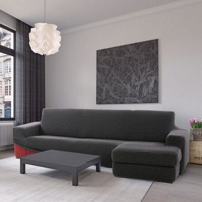 Nueva Textura strečový potah na sedačku s otomanem vpravo Niagara antracitový 200 - 300 cm – Zbozi.Blesk.cz