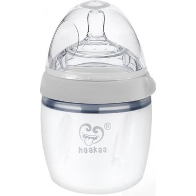 Haakaa kojenecká silikonová láhev šedá 160 ml – Zboží Dáma