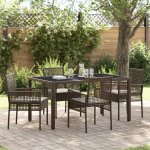 OMAXI 890856 Zahradní jídelní souprava 5 pcs Hnědá Poly ratan – Hledejceny.cz