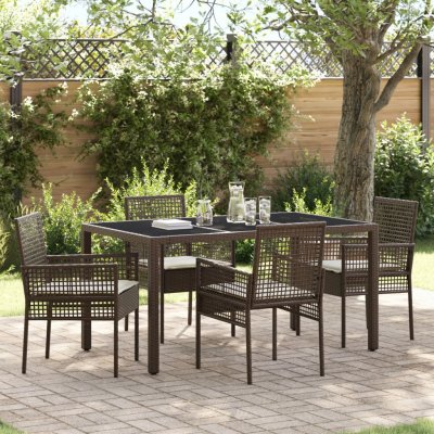 OMAXI 890856 Zahradní jídelní souprava 5 pcs Hnědá Poly ratan – Hledejceny.cz