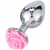Anální kolík VšeNaSex Ocelový anální kolík Small Rose světle růžový květ