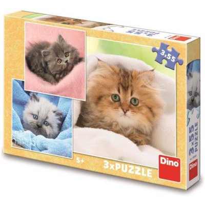 DINO Puzzle Roztomilá koťátka 3x55 dílků 146163