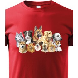 Canvas dětské tričko Psi červená
