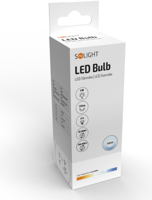 Solight žárovka LED E14 6W bílá studená