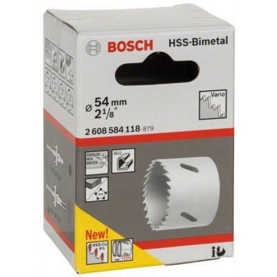 Pilová vrtací korunka - děrovka na kov, dřevo, plasty Bosch HSS - BiM pr. 54mm, 2 1/8" (2608584118) – Zboží Mobilmania
