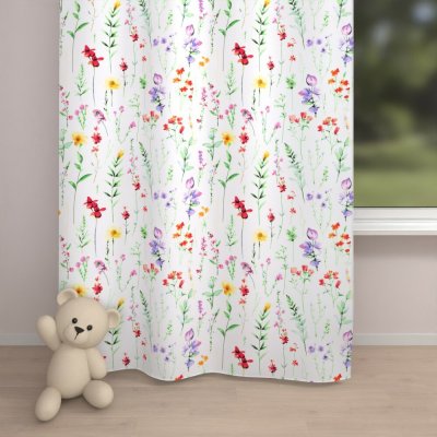 Biante Dětský bavlněný závěs Sandra SA-492 Květovaná louka na bílém 150x200 cm – Hledejceny.cz