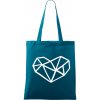 Nákupní taška a košík Ručně malovaná menší plátěná taška - Roztříštěné srdce, petrolejová/bílý motiv