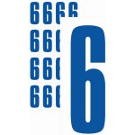 Čísla samolepicí 6 modrá samolepící vinylová fólie 50 mm písmo - aršík 8 ks – Zboží Dáma
