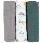 PETITE&MARS bambusová mušelínová Moussy Grey Planes 68 x 68 cm 3 ks – Sleviste.cz