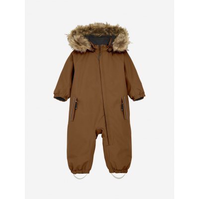 Dětská teplá zimní kombinéza s umělou kožešinou Color Kids hnědá Nuthatch – Zboží Dáma