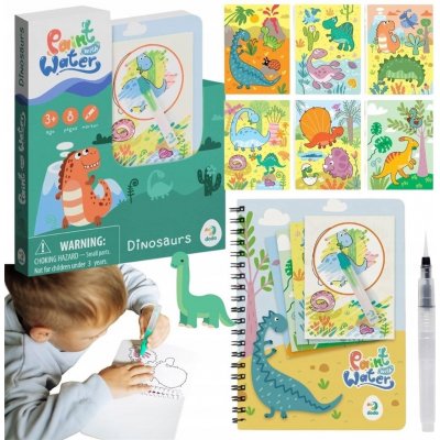 Kouzelné malování vodou Dinosauři omalovánky/blok 12x14cm štětec 8 listů v krabičce – Zboží Dáma