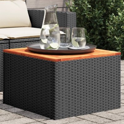 OMAXI 333604 Zahradní stolek černý 55x55x37 cm polyratan a akáciové dřevo – Hledejceny.cz