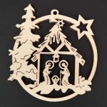AMADEA Dřevěná ozdoba koule s betlémem 7 cm – Hledejceny.cz