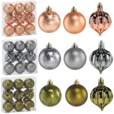 Pro-Tech shop Sada 4 vánočních koulí 8cm olivová / měděná / grafitová mix vzorů 69506 – Hledejceny.cz