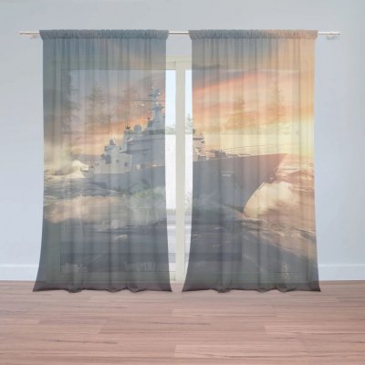 Sablio Záclony Válečná loď v rozbouřených vodách: 2ks 150x250cm – Hledejceny.cz