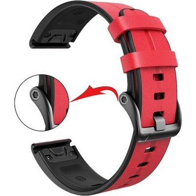 X-Site silikon/kožený pro Garmin QuickFit 26mm, červený ERSQCKL-006R26 – Zbozi.Blesk.cz