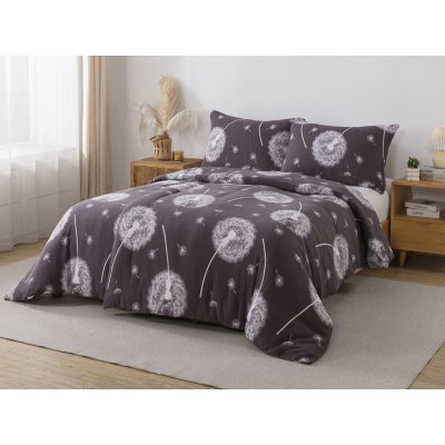 Xpose Mušelínové povlečení PAMPELIŠKY Premium šedé 140x200 70x90 – Sleviste.cz